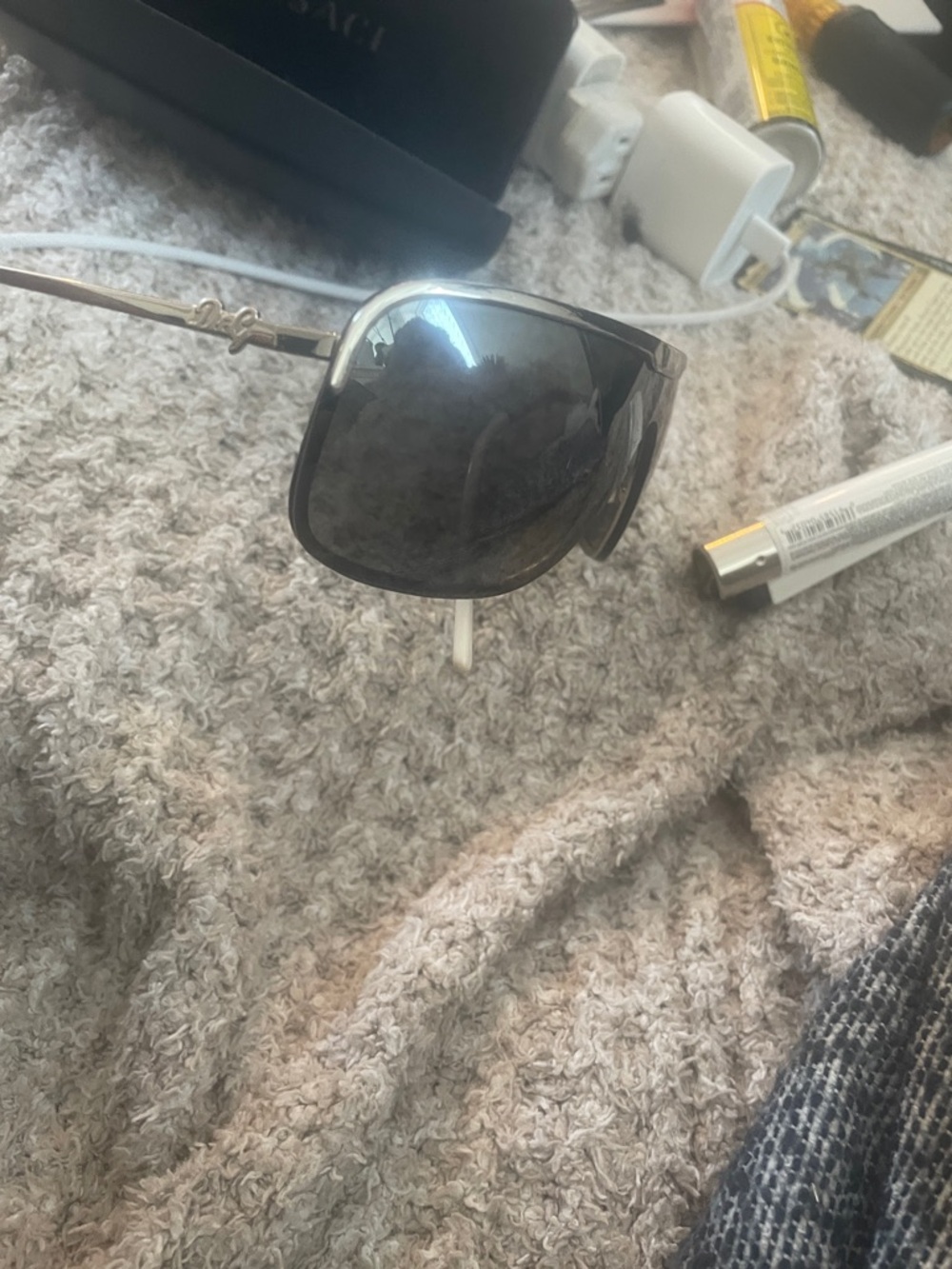 Dolce & Gabbana Silver Metal Sunglasses with Dark Gray Lenses